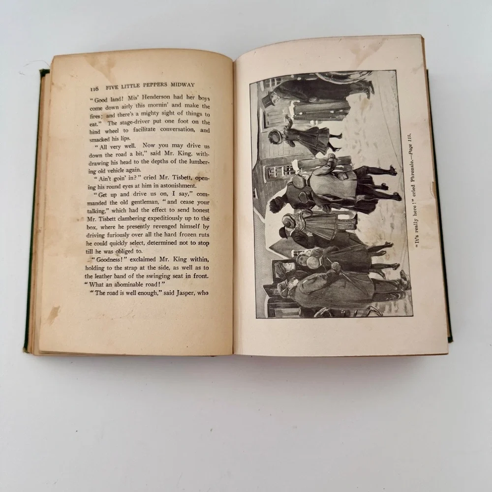 1918 Five Little Peppers Midway By‎ Margaret Sidney, Antique Hardcover Book